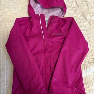 Columbia Girls' Bright Pink Hooded Rain Jacket